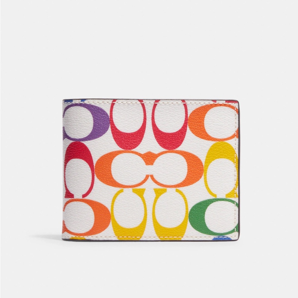 New Coach 3 In 1 Wallet In Rainbow Signature Canvas